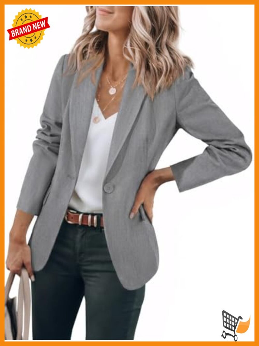 Womens Slim Fit One Button Blazer Long Sleeve Work Office Suit Jacket